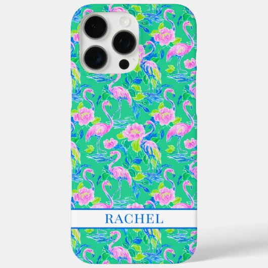 Coques Case-Mate iPhone Flamants Roses Monogrammés (Verso)