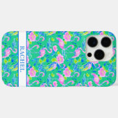 Coques Case-Mate iPhone Flamants Roses Monogrammés (Verso (horizontal))