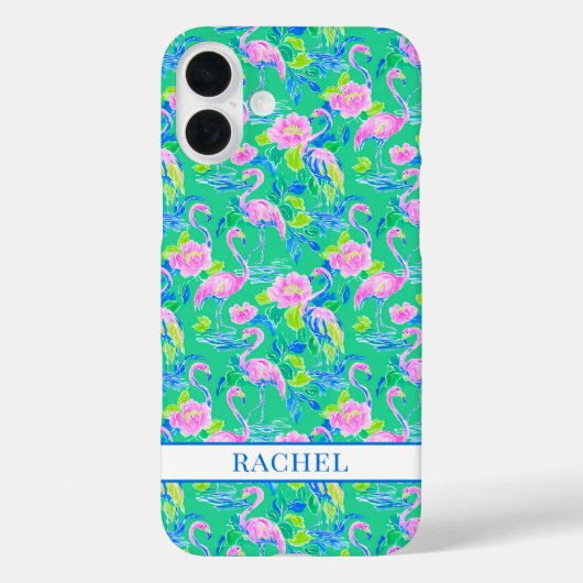 Coques Case-Mate iPhone Flamants roses monogrammés (Verso)