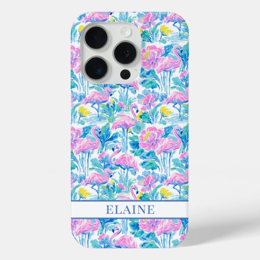 Coques Case-Mate iPhone Flamants roses monogrammes aquarelle (Verso)