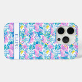 Coques Case-Mate iPhone Flamants roses monogrammes aquarelle (Verso (horizontal))