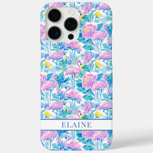 Coques Case-Mate iPhone Flamants roses monogrammes aquarelle (Verso)