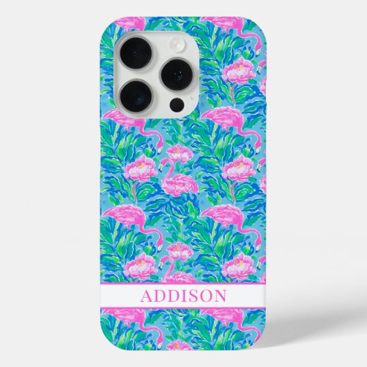 Coques Case-Mate iPhone Flamants Roses Monogrammés Aquarelle (Verso)