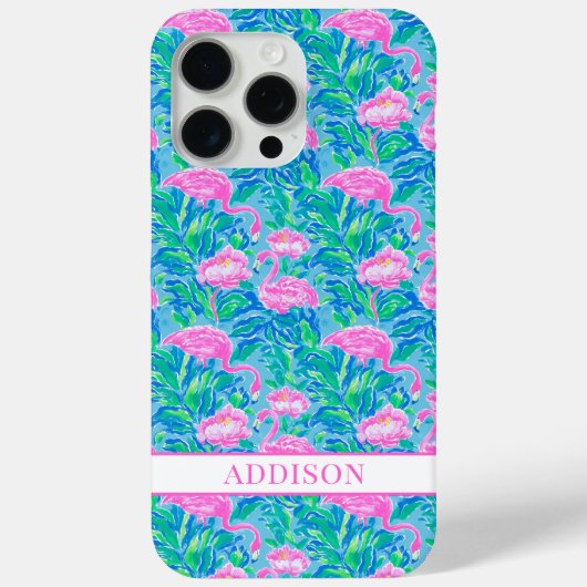 Coques Case-Mate iPhone Flamants Roses Monogrammes Aquarelle (Verso)