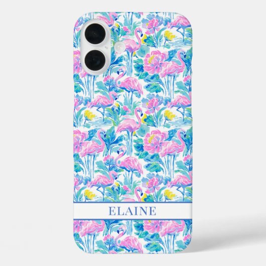 Coques Case-Mate iPhone Flamants roses monogrammes aquarelle (Verso)