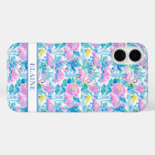 Coques Case-Mate iPhone Flamants roses monogrammes aquarelle (Verso (horizontal))