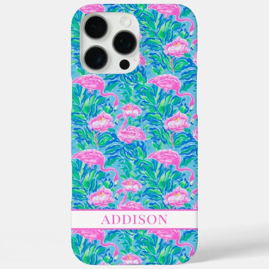 Coques Case-Mate iPhone Flamants Roses Monogrammés Aquarelle (Verso)
