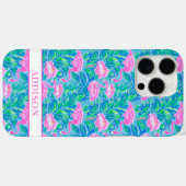 Coques Case-Mate iPhone Flamants Roses Monogrammés Aquarelle (Verso (horizontal))