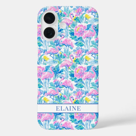Coques Case-Mate iPhone Flamants roses monogrammes aquarelle (Verso)