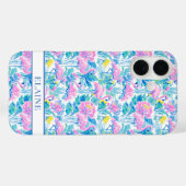 Coques Case-Mate iPhone Flamants roses monogrammes aquarelle (Verso (horizontal))