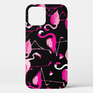 Case-Mate iPhone Case flamants roses, motif sans soudure foncée.