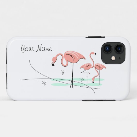 Coques Case-Mate iPhone Flamants roses Ocean Trio 3 'Nom' iPhone 11 robust (Dos (Horizontal))