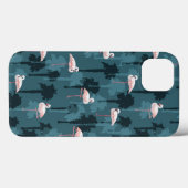 Coques Case-Mate iPhone Flamants roses Pastel En Turquoise (Verso (horizontal))