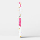 Coques Case-Mate iPhone Flamants roses, points dorés, aquarelle. (Verso / Gauche)