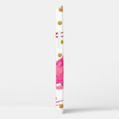 Coques Case-Mate iPhone Flamants roses, points dorés, aquarelle. (Verso / Droite)