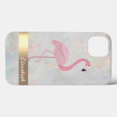 Coques Case-Mate iPhone Flamants roses rose moderne Opal Iridescente (Verso (horizontal))