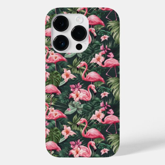 Coques Case-Mate iPhone Flamants roses roses Motif tropical (Verso)