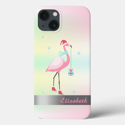 Coques Case-Mate iPhone Flamants roses Santa Hat Holographique Iridescente (Verso)