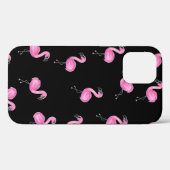 Coques Case-Mate iPhone flamants roses sur noir (Verso (horizontal))