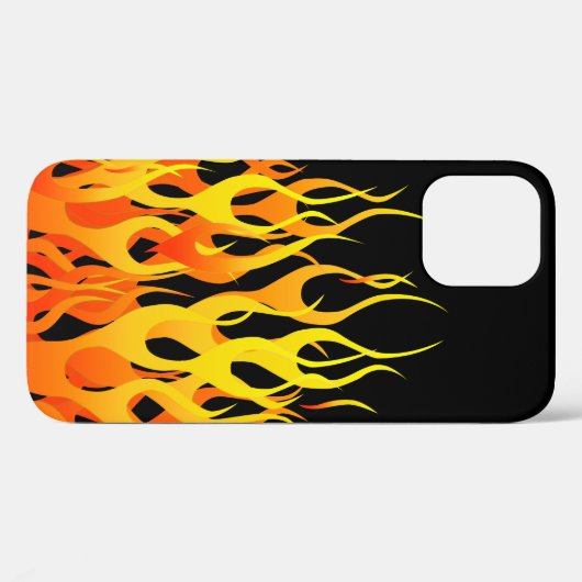 Coques Case-Mate iPhone Flames de course classique sur noir (Verso (horizontal))