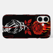 Coques Case-Mate iPhone Flaming Red Rose and Skull Hand Urban Grunge (Verso (horizontal))