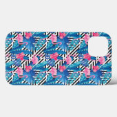 Coques Case-Mate iPhone Flamingo & Palms on Geometric Pattern (Verso (horizontal))