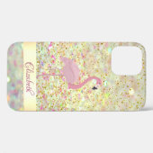 Coques Case-Mate iPhone Flamingo rose Confetti Bokeh Pailleté (Verso (horizontal))
