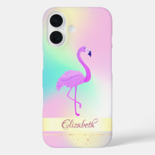 Coques iPhone 16 Flamingo Rose Holographique Ombré