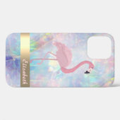 Coques Case-Mate iPhone Flamingo Rose Moderne Cute Holographique Opale (Verso (horizontal))