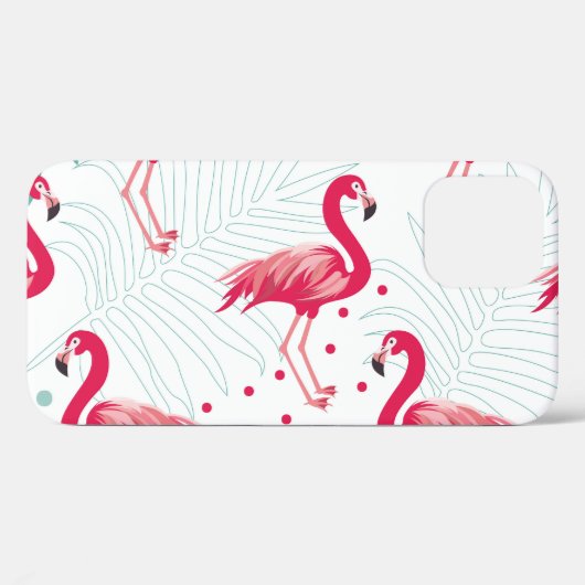 Coques Case-Mate iPhone Flamingo tropical et feuille, motif d'été. (Verso (horizontal))