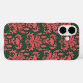 Coques Case-Mate iPhone Flamme crâne Damas en s'affrontant rose sur vert f (Verso (horizontal))