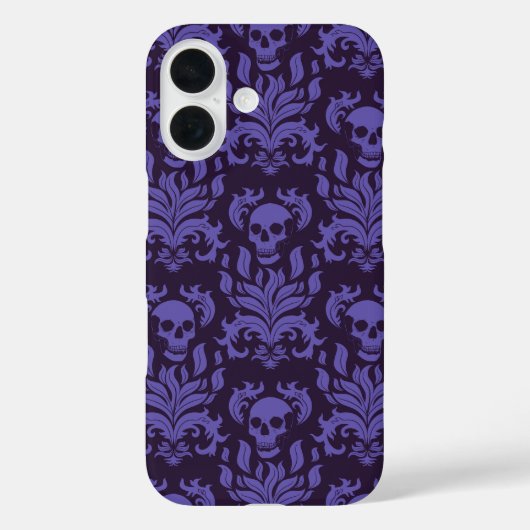 Coques Case-Mate iPhone Flamme crânienne Damas dans les tons moody violet (Verso)