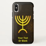 Case-Mate iPhone Case Flamme de Menorah<br><div class="desc">Un rendu numérique brun et or de la menorah juive à sept branches (hébreu : מְ נ וֹ רָ ‎). Ajoutez votre propre texte. La menorah à sept branches, utilisée dans le sanctuaire portatif mis en place par Moïse dans le désert et plus tard dans le Temple de Jérusalem, est...</div>