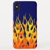 Coques Case-Mate iPhone Flammes de course classique sur bleu marine (Dos)