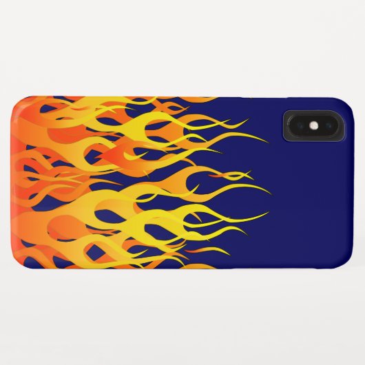 Coques Case-Mate iPhone Flammes de course classique sur bleu marine (Dos (Horizontal))