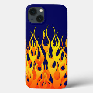 Case-Mate iPhone Case Flammes de course classique sur bleu marine