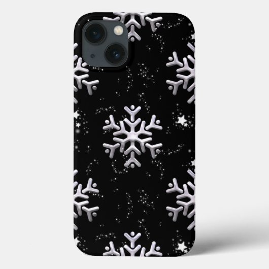 Coques Case-Mate iPhone Flammes De Neige Blanches Sur Noir (Verso)