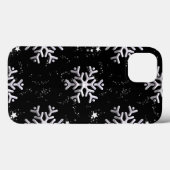 Coques Case-Mate iPhone Flammes De Neige Blanches Sur Noir (Verso (horizontal))