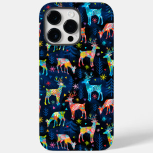 Coque Pour Pour iPhone 14 Pro Max Flammes de neige colorées Cerf-Noël Arbre Forêt Ét