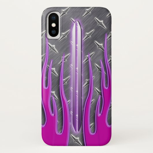 Coques Case-Mate iPhone Flammes roses chaudes Plaque diamant à tige chaude (Dos)