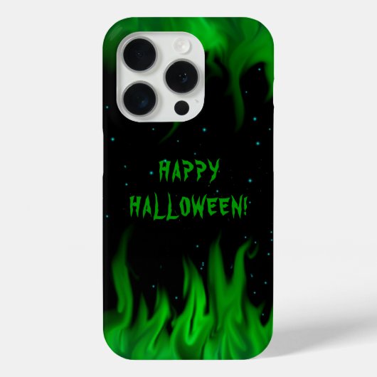 Coques Case-Mate iPhone Flammes vertes dans le ciel étoilé (Verso)