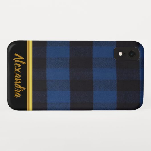 Coques Case-Mate iPhone Flannel Buffalo Plaid Blue lumberjack texture (Dos (Horizontal))