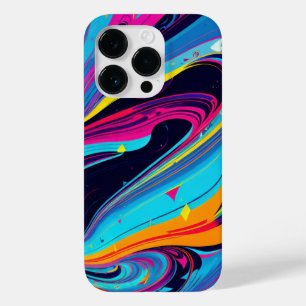 Coque Pour iPhone 14 Pro Flèches de peinture multicolore rose bleu jaune or