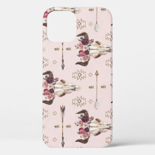 Case-Mate iPhone Case Flèches et crâne Boho, motif aquarelle.