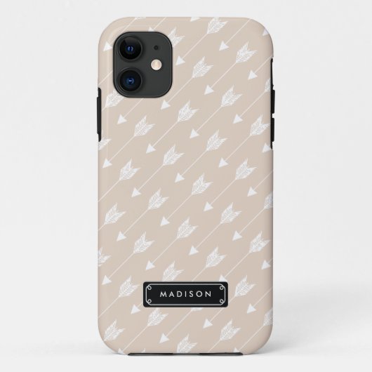 Coques Case-Mate iPhone Flèches tribales beiges de toile chics (Dos)