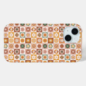 Coques Case-Mate iPhone Fleur à carreaux rétro groovy (Verso (horizontal))