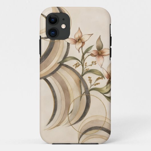 Coques Case-Mate iPhone Fleur abstrait terreuse et lignes de calligraphie (Dos)