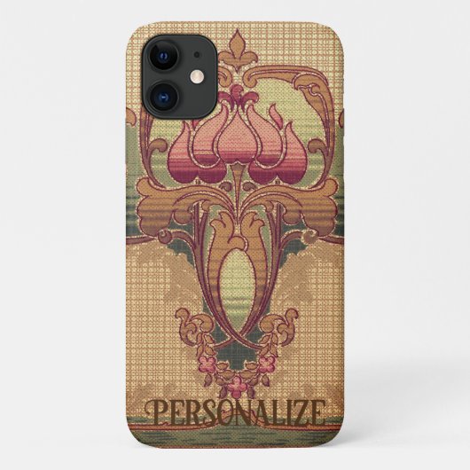 Coques Case-Mate iPhone Fleur abstraite Art nouveau bordeaux rouge vert (Dos)