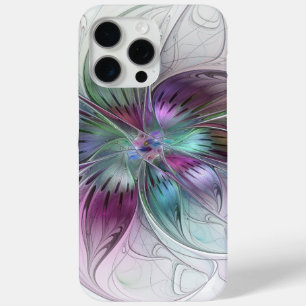 Coque iPhone 15 Pro Max Fleur Abstraite colorée Art moderne floral fractal