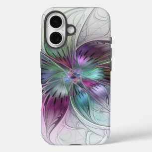 Coques iPhone 16 Fleur Abstraite colorée Art moderne floral fractal